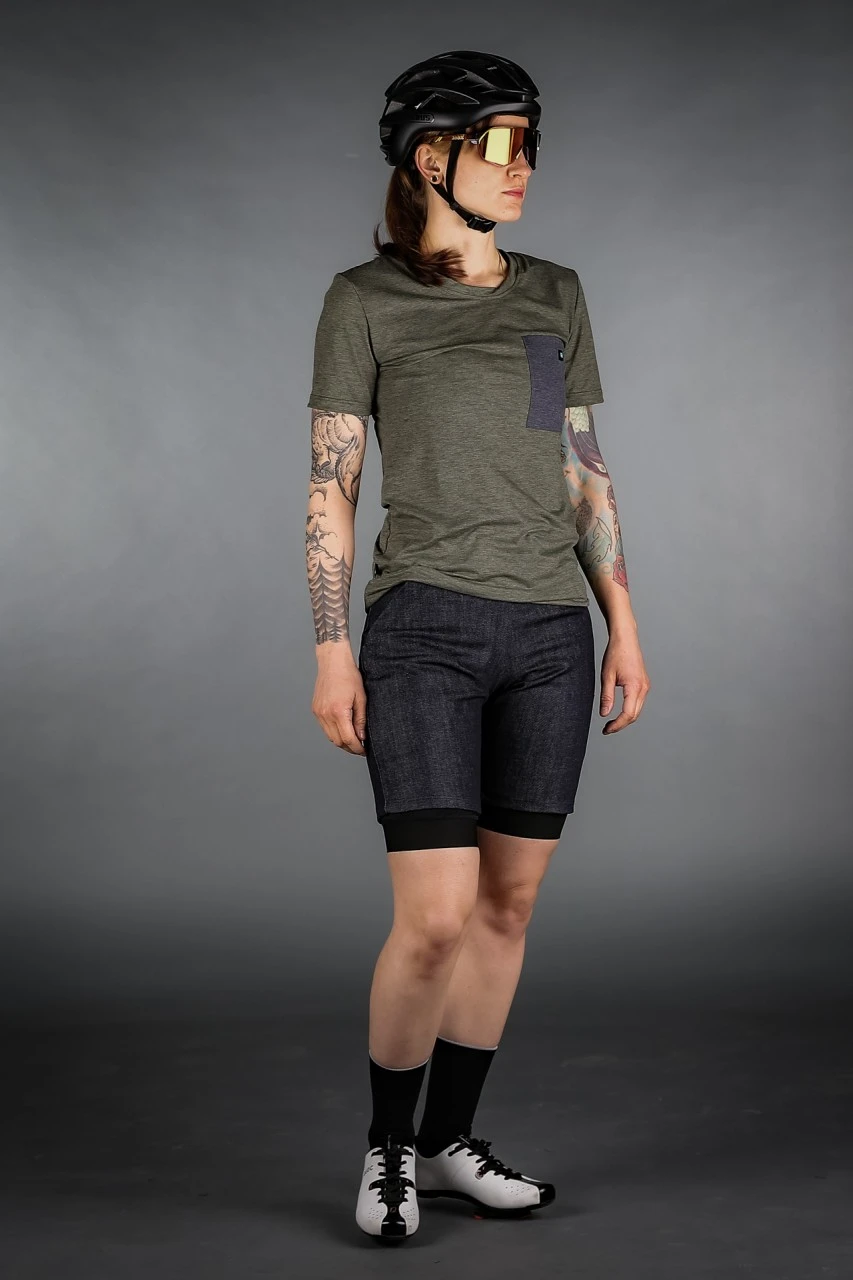 DAMEN GRAVEL SHIRT MELANGE OLIVE 3 DAMEN GRAVEL SHIRT MELANGE OLIVE – Bild 3